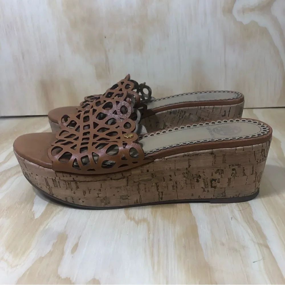 Tory Burch Elaine Wedge Sandals Size 8